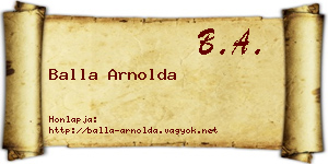 Balla Arnolda névjegykártya